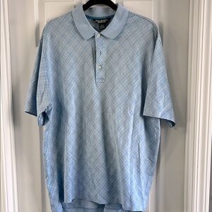 Brooks & Brother Golf Blue Polo Shirt with Geometric Texture
